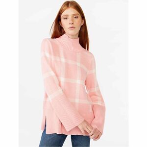 Free Assembly Windowpane Check Mock Neck Oversized Sweater Pink White Large